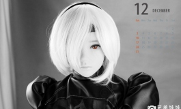 精灵人偶YOKO洋子COS机械纪元2B姐高清日历壁纸12月